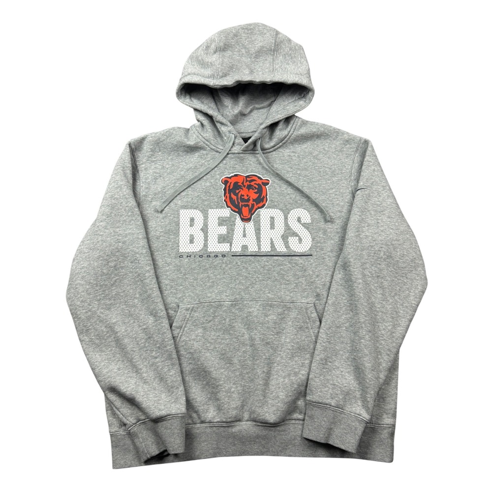 Nike Chicago Bears Hoodie Mens Large Gray Fleece NFL Football Sweatshirt Sports